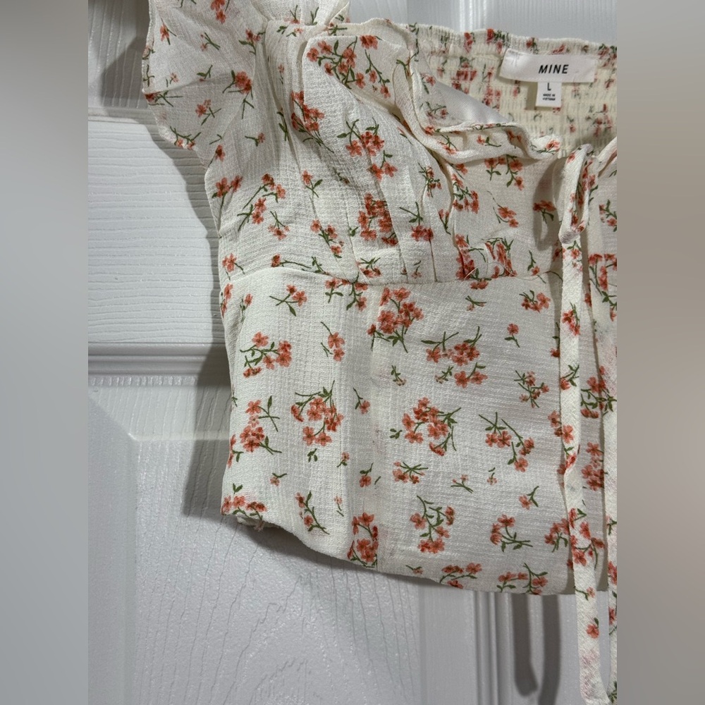 Blu Pepper Floral Milkmaid Crop Top Tie Front Cottagecore L - Picture 5 of 9